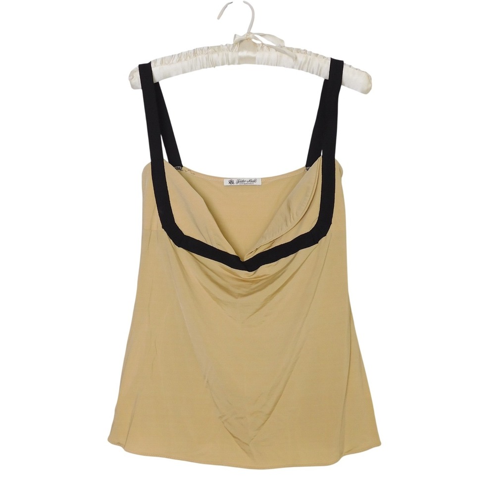 Rock & Republic Tailor Made Cowl Neck Camisole Cream Black Straps Small SPW028B